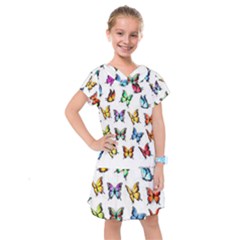 Big Collection Off Colorful Butterfiles Kids  Drop Waist Dress