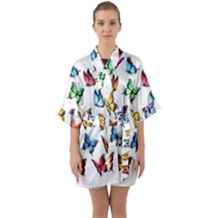 Big Collection Off Colorful Butterfiles Half Sleeve Satin Kimono  by nate14shop