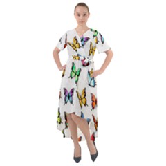 Big Collection Off Colorful Butterfiles Front Wrap High Low Dress by nate14shop