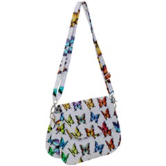 Big Collection Off Colorful Butterfiles Saddle Handbag by nate14shop