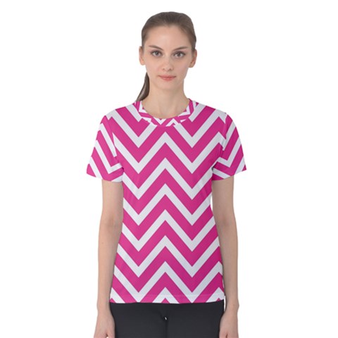 Chevrons - Pink Women s Cotton Tee by nate14shop