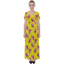 Pink Gift Boxes Yellow High Waist Short Sleeve Maxi Dress View1