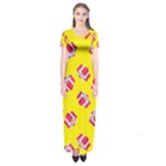 Pink Gift Boxes Yellow Short Sleeve Maxi Dress