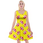 Pink Gift Boxes Yellow Reversible Velvet Sleeveless Dress