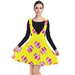 Pink Gift Boxes Yellow Plunge Pinafore Dress