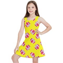 Pink Gift Boxes Yellow Kids  Lightweight Sleeveless Dress by FunDressesShop