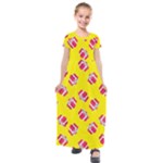 Pink Gift Boxes Yellow Kids  Short Sleeve Maxi Dress