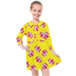 Pink Gift Boxes Yellow Kids  Quarter Sleeve Shirt Dress