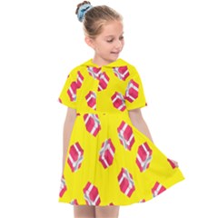 Pink Gift Boxes Yellow Kids  Sailor Dress by FunDressesShop
