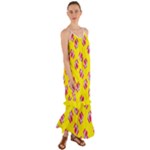 Pink Gift Boxes Yellow Cami Maxi Ruffle Chiffon Dress