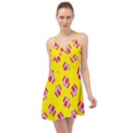 Pink Gift Boxes Yellow Summer Time Chiffon Dress