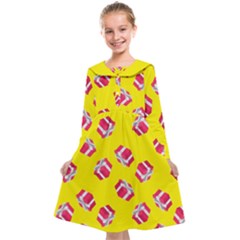 Pink Gift Boxes Yellow Kids  Midi Sailor Dress by FunDressesShop