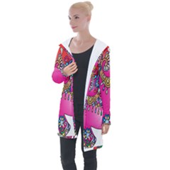 Decorative Elephant Longline Hooded Cardigan by artworkshop