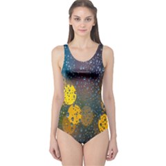 Raindrops Water One Piece Swimsuit by artworkshop