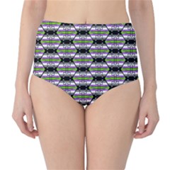 Hackers Town Void Mantis Hexagon Agender Nine 9 Stripe Pride Flag Classic High-waist Bikini Bottoms by WetdryvacsLair