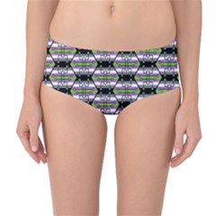 Hackers Town Void Mantis Hexagon Agender Nine 9 Stripe Pride Flag Mid-waist Bikini Bottoms by WetdryvacsLair