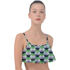 Hackers Town Void Mantis Hexagon Aromantic Pride Flag Frill Bikini Top by WetdryvacsLair