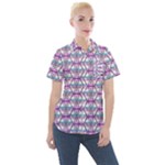 Hackers Town Void Mantis Hexagon Bigender Pride Flag Women s Short Sleeve Pocket Shirt