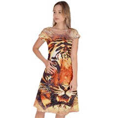 Tiger-portrait-art-abstract Classic Short Sleeve Dress