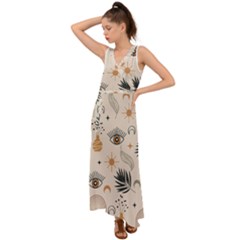 Bohemian Eye V-neck Chiffon Maxi Dress by HWDesign