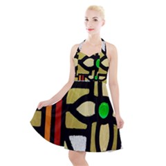 Abstract-0001 Halter Party Swing Dress 