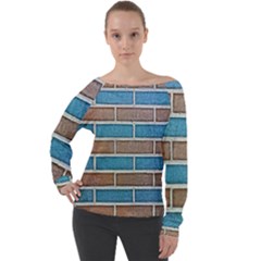 Brick-wall Off Shoulder Long Sleeve Velour Top by nate14shop