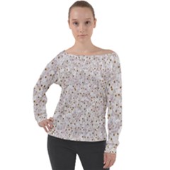 Cherry-blossoms Off Shoulder Long Sleeve Velour Top by nate14shop