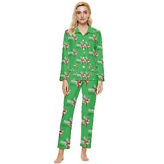 Christmas-b 002 Womens  Long Sleeve Velvet Pocket Pajamas Set by nate14shop