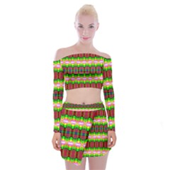 Extra Terrestrial Off Shoulder Top With Mini Skirt Set by Thespacecampers