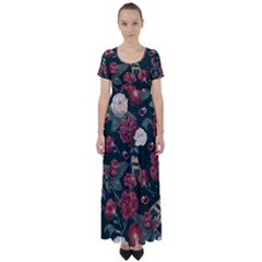 Magic Of Roses High Waist Short Sleeve Maxi Dress by HWDesign