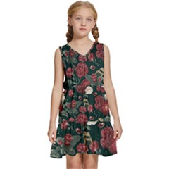 Magic Of Roses Kids  Sleeveless Tiered Mini Dress by HWDesign