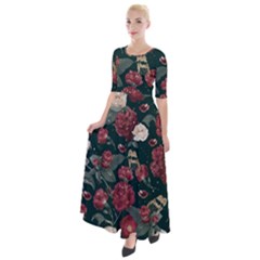 Magic Of Roses Half Sleeves Maxi Dress by HWDesign