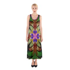 Fractal-abstract-flower-floral- -- Sleeveless Maxi Dress