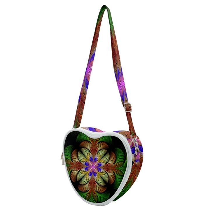 Fractal-abstract-flower-floral- -- Heart Shoulder Bag