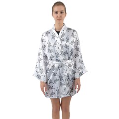 Robot Dog Drawing Motif Pattern Long Sleeve Satin Kimono by dflcprintsclothing