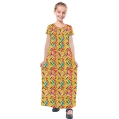 Pattern- B 001 Kids  Short Sleeve Maxi Dress by nate14shop