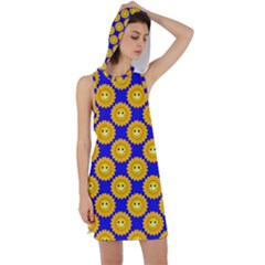 Pattern Sun-flower Racer Back Hoodie Dress by nate14shop