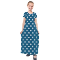 Snowflakes 001 Kids  Short Sleeve Maxi Dress by nate14shop