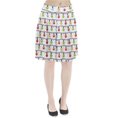 Christmas-light-bulbs-seamless-pattern-colorful-xmas-garland Pleated Skirt by nate14shop