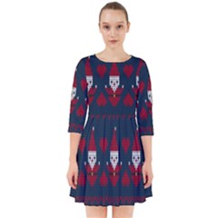 Christmas-seamless-knitted-pattern-background 003 Smock Dress by nate14shop