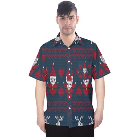 Christmas-seamless-knitted-pattern-background 003 Men s Hawaii Shirt by nate14shop