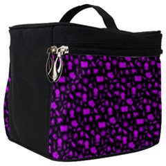 Small Bright Dayglo Purple Halloween Motifs Skulls, Spells & Cats On Spooky Black Make Up Travel Bag (big) by PodArtist