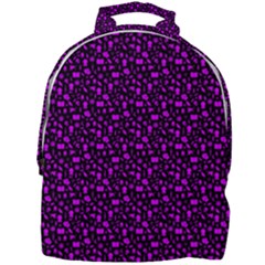 Small Bright Dayglo Purple Halloween Motifs Skulls, Spells & Cats On Spooky Black Mini Full Print Backpack by PodArtist