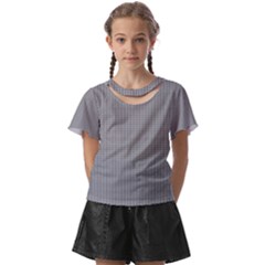 Small Soot Black And White Handpainted Houndstooth Check Watercolor Pattern Kids  Front Cut Tee