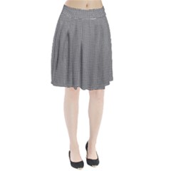 Soot Black And White Handpainted Houndstooth Check Watercolor Pattern Pleated Skirt