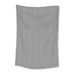 Soot Black And White Handpainted Houndstooth Check Watercolor Pattern Small Tapestry