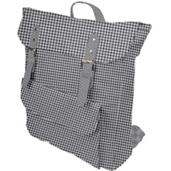 Soot Black And White Handpainted Houndstooth Check Watercolor Pattern Buckle Up Backpack