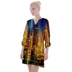 Skyline-light-rays-gloss-upgrade Open Neck Shift Dress by Jancukart