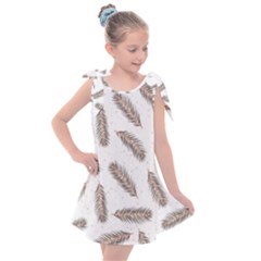 Christmas-seamless-pattern-with-gold-fir-branches Kids  Tie Up Tunic Dress by nate14shop