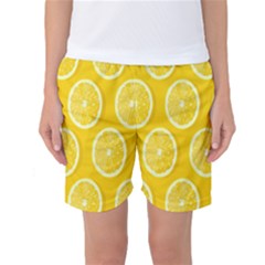 Lemon-fruits-slice-seamless-pattern Women s Basketball Shorts by nate14shop